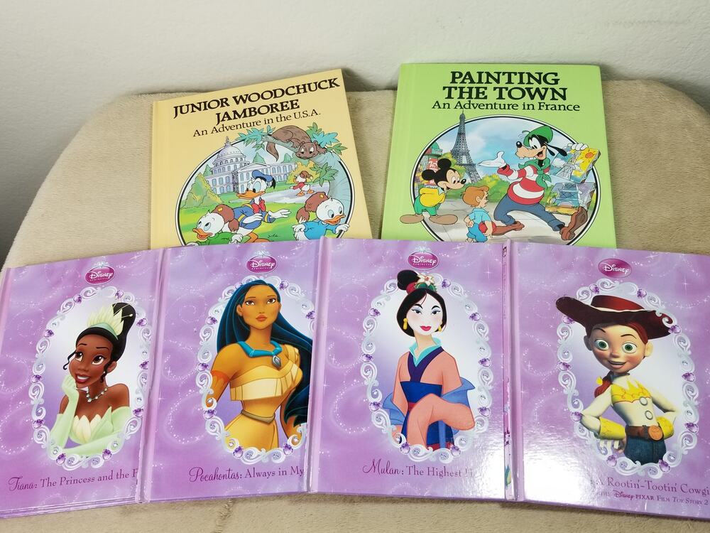 Walt Disney Princess Book Pocahontas Jessie Mulan Alice Tiana Mickey Donald x7